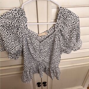 Altar'd State Black and White Spotted Blouse